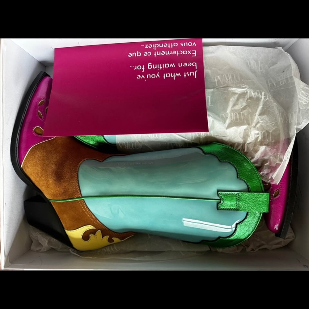 Toral Multicolor Western Ankle Boots - Picture 8 of 9